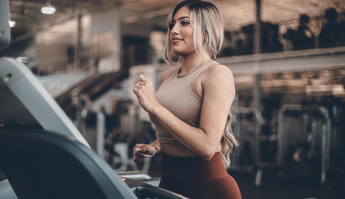 woman running on a treadmill